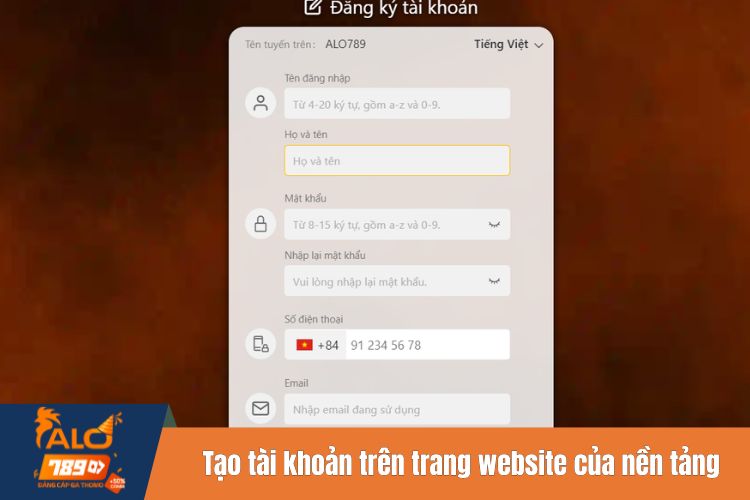 Tạo tài khoản trên trang website của nền tảng